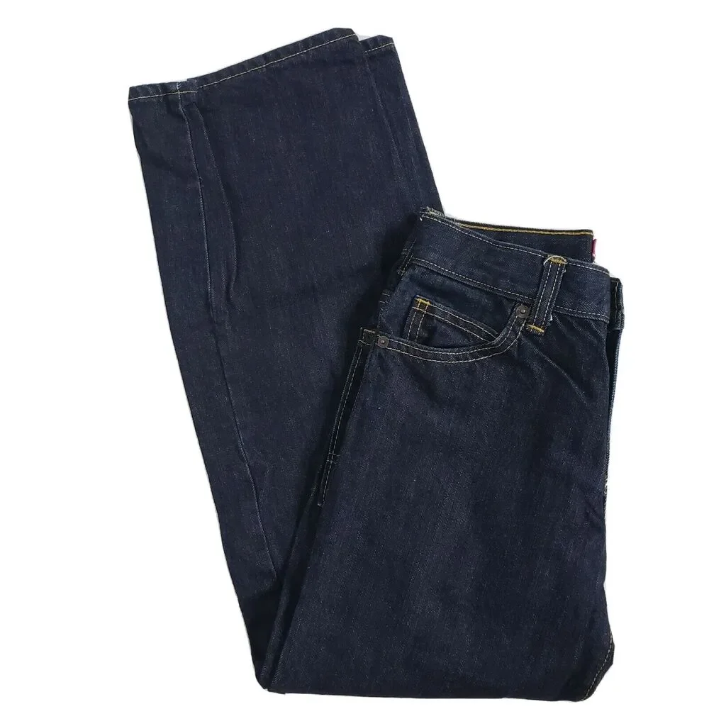 Old Navy Boys Jeans Regular Size 12 Slim Straight Adjustable Waist Dark Blue Was